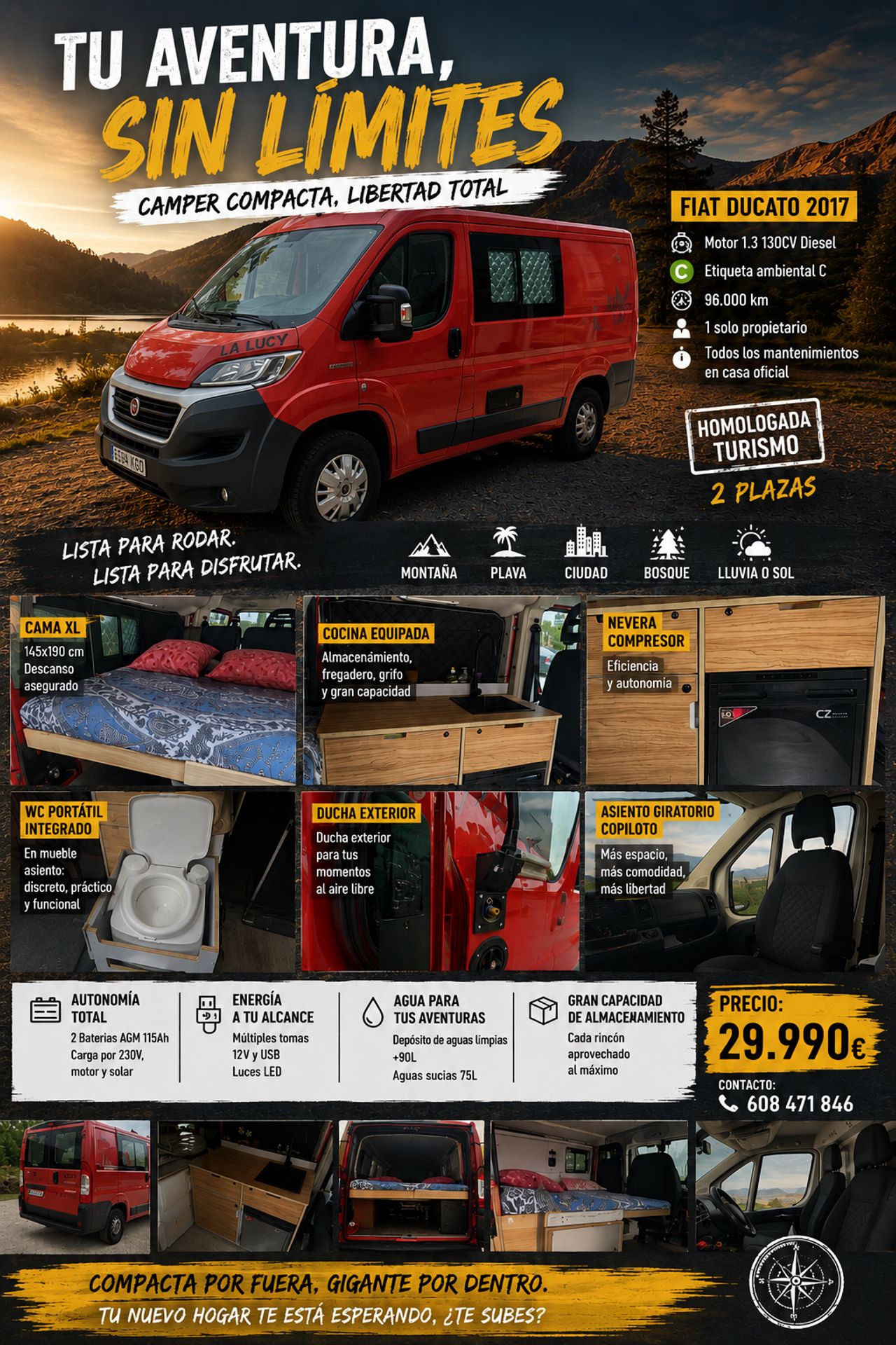 Fiat Ducato Panorama Corto 2.3 Multijet 130 CAMPER  - Foto 1