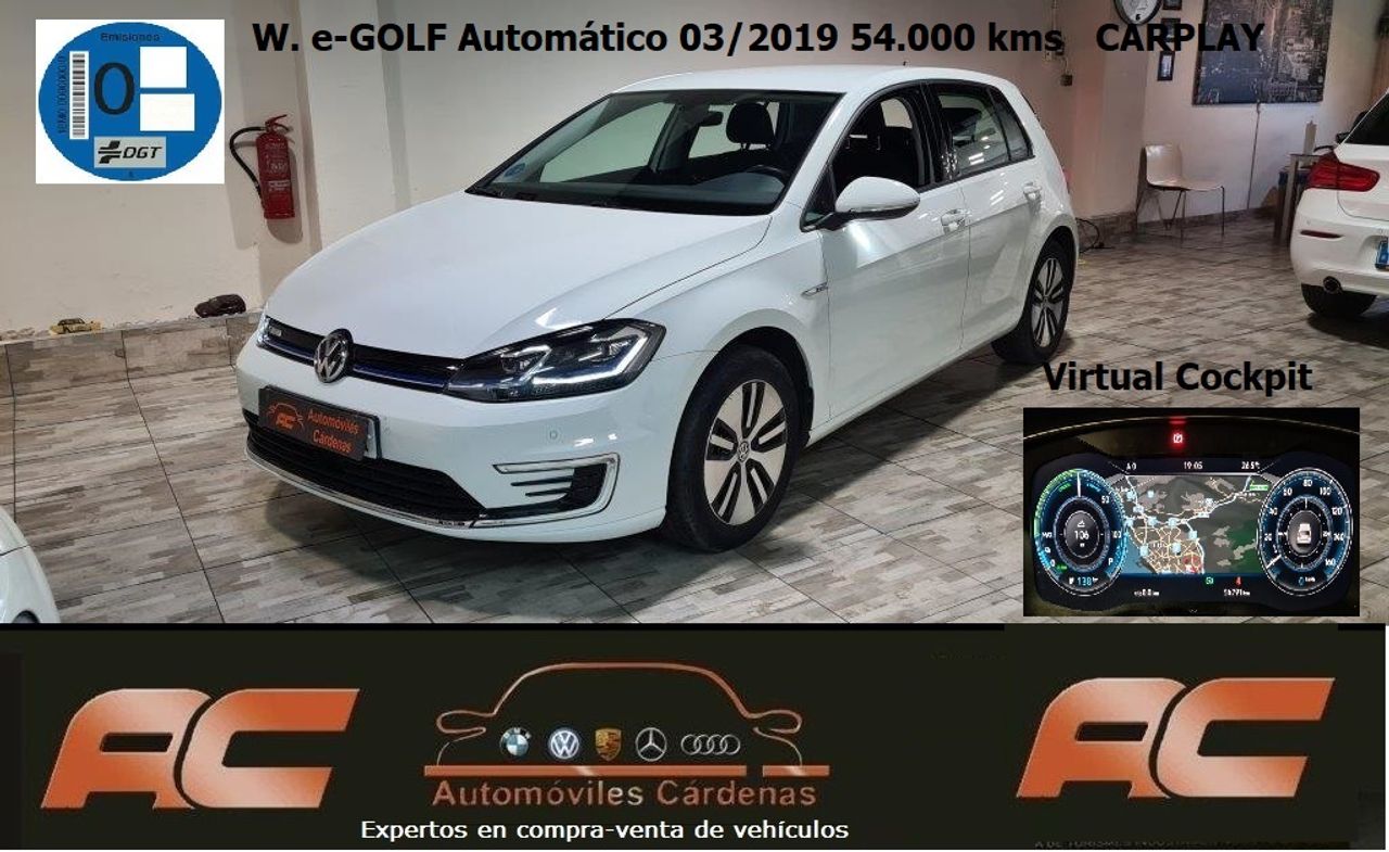 Volkswagen e-Golf  ePower 100 kW 136CV APPLE CAR PLAY-CLIMA DIGITAL-LLANTAS-NAVEGADOR GPS  - Foto 1